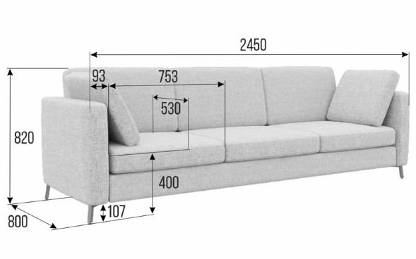 Brasco Диван трехместный BRS-3 2450*800*840
