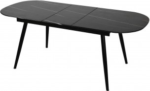 Стол Marble овальный раздвижной 160/200 х 90х78см, чёрный мрамор