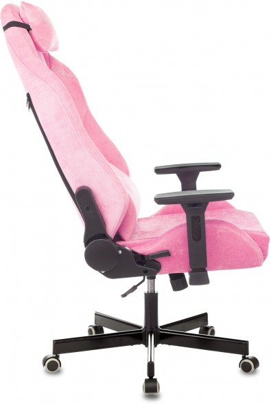 Кресло игровое Knight N1 Fabric розовый Velvet 36 с подголов. крестов. металл